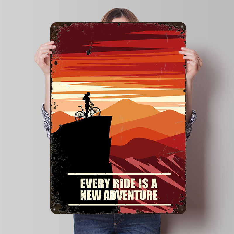 Retro Gaming At - Cycling Adventure At Sunset Metal Poster