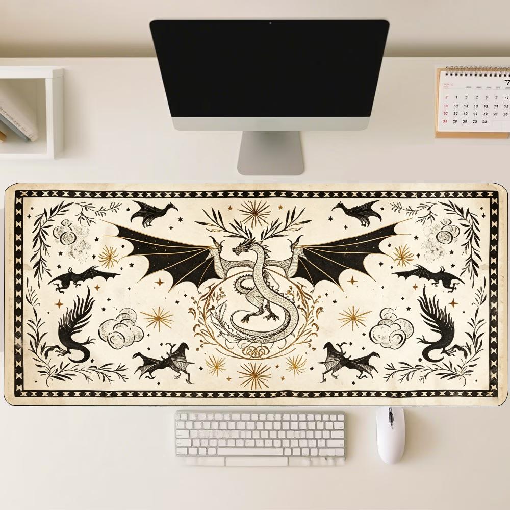 Mouse Gaming Retro - Vintage Old Paper Dragon Large Mouse