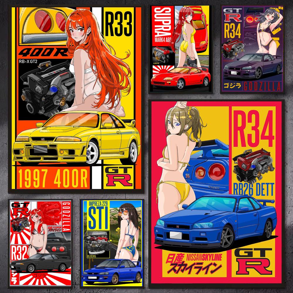 Retro Gaming Wallpaper - Retro JDM Car Culture Poster Modern