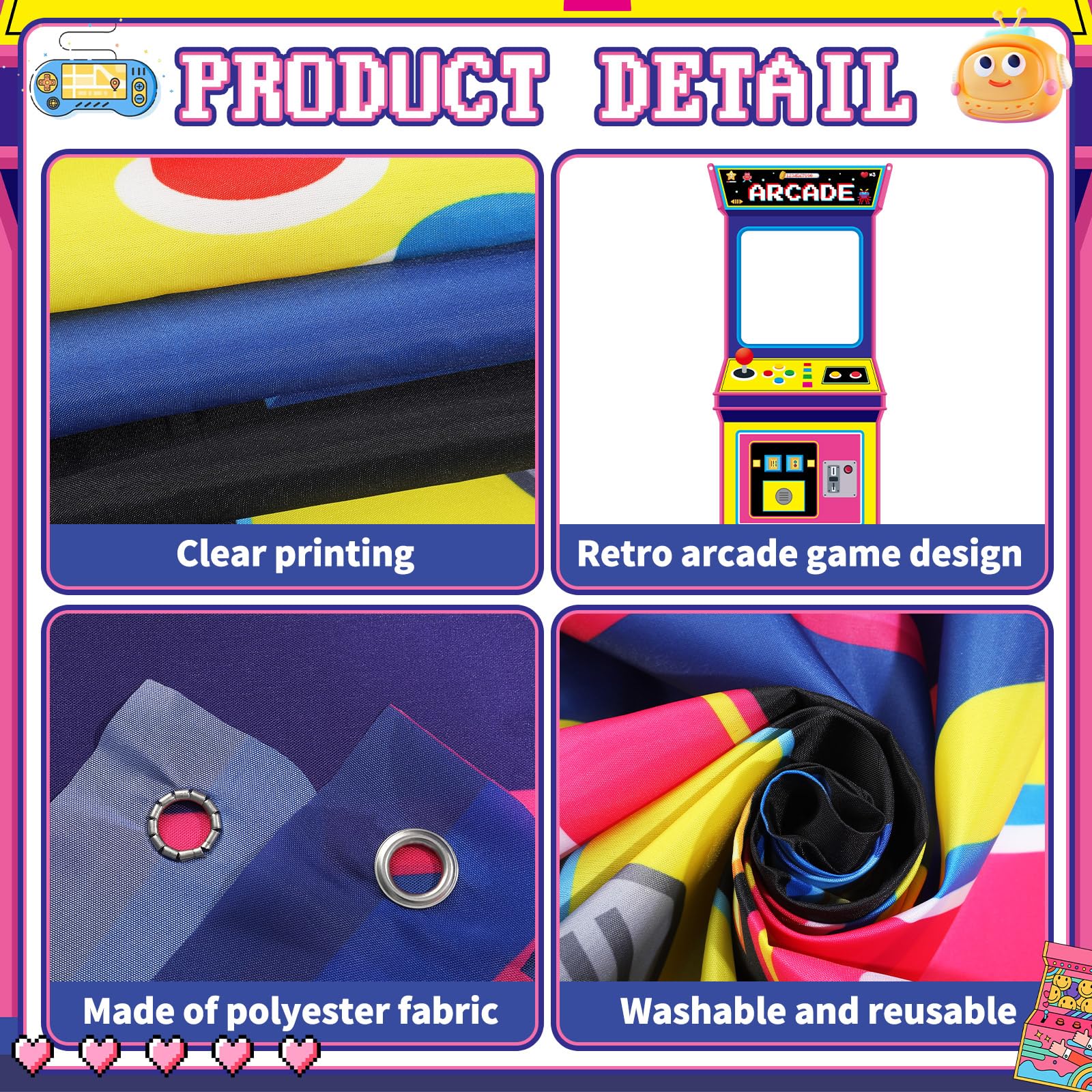 Retro Video Gaming Fabric Arca - Background Retro Gaming ulasan dan harga