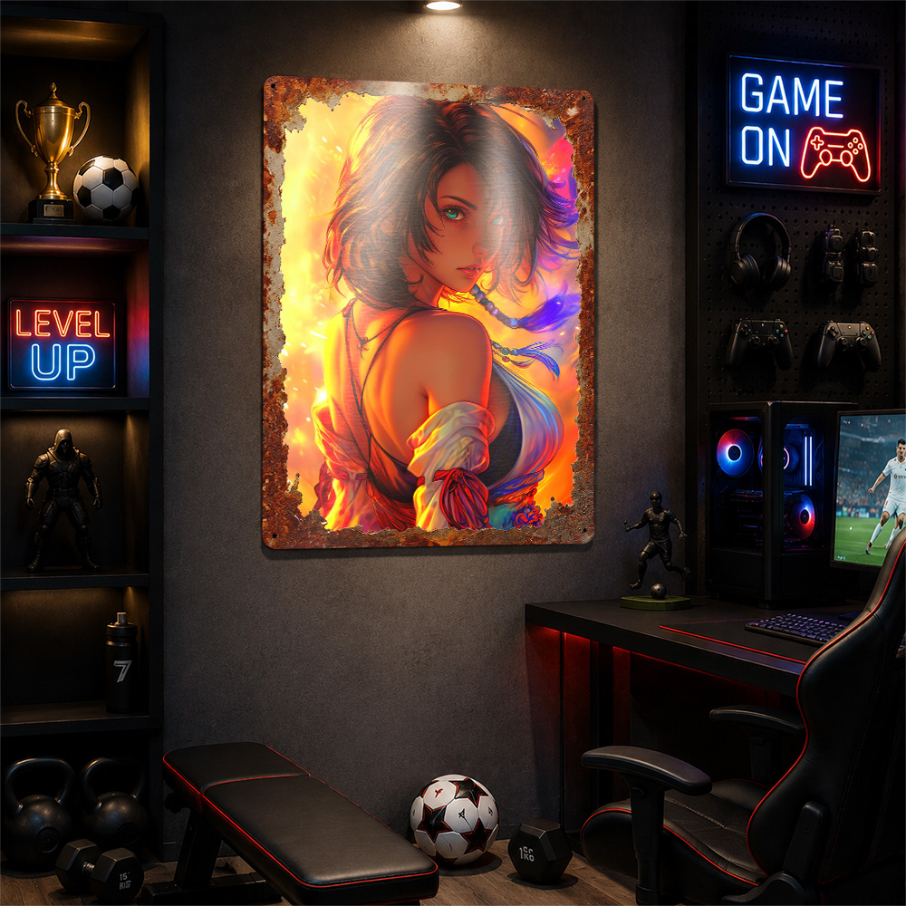 Anime Girl With Fiery Backgrou - Background Retro Gaming ulasan dan harga