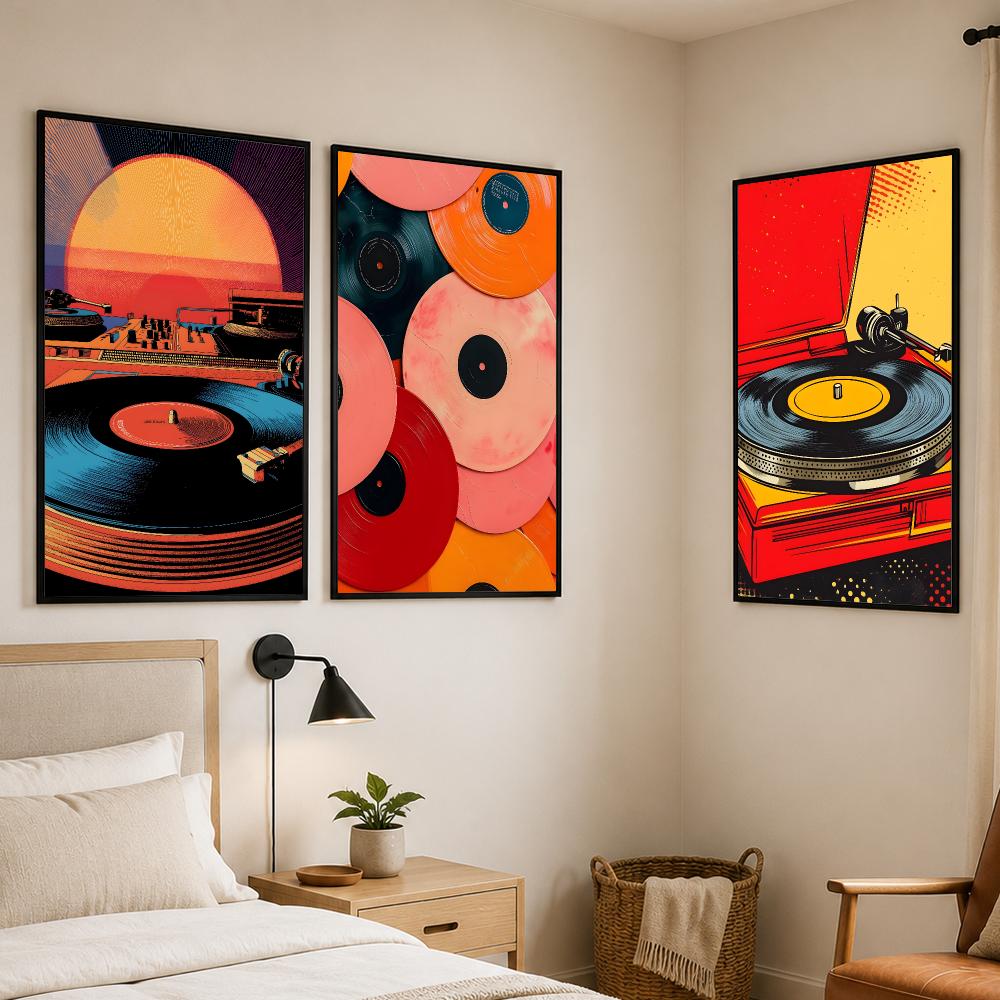 Retro Colorful Record Player P - Retro Gaming Wallpaper ulasan dan harga