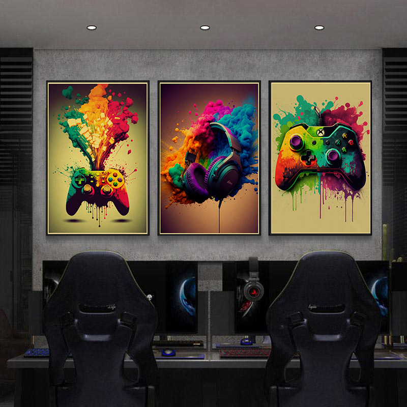 Colorful Game Controller Wall  - Retro Gaming Wallpaper ulasan dan harga