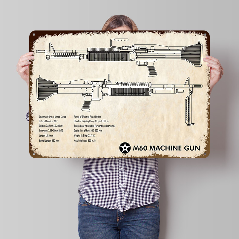 M60 Machine Gun Paper Tin Post - Retro Gaming Wallpaper ulasan dan harga