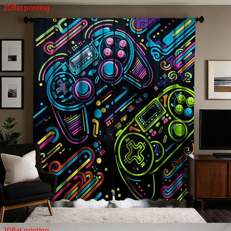 2pcs Gaming Curtains Neon Retr - Background Retro Gaming ulasan dan harga