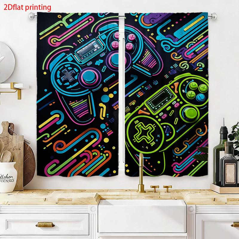 2pcs Gaming Curtains Neon Retr - Background Retro Gaming ulasan dan harga