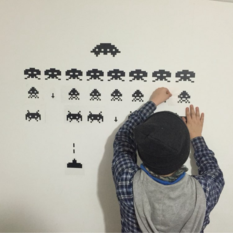 Gamer Vinyl Stickers SPACE INV - Retro Gaming Wallpaper ulasan dan harga