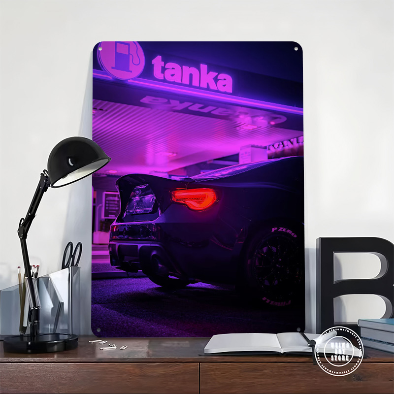 Black At Gas Station Car Tin P - Retro Gaming At ulasan dan harga